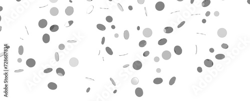 silver  serpentine confetti on transparent background. luxury isolated