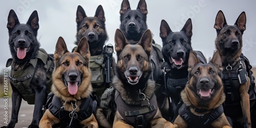 K9 units - German shepherd dogs in a pack for military purposes