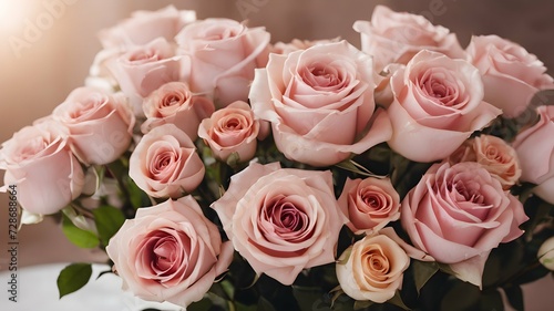 image of a bouquet of pink roses. Valentine s Day and International Women s Day