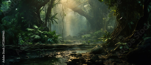 Mystical Rainforest Pond at Dawn