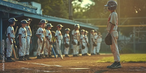 Children playing baseball during little league game