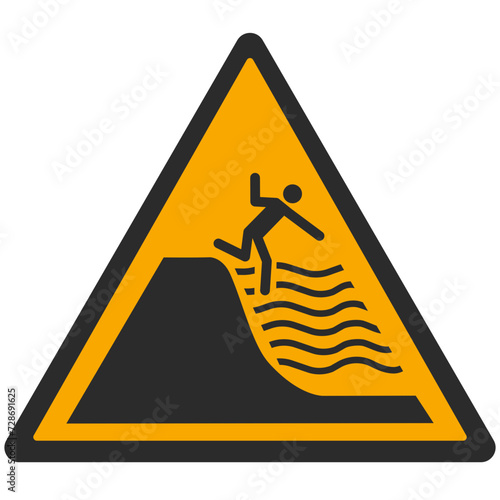 WARNING PICTOGRAM, WARNING; SUDDEN DROP TO DEEP WATER ISO 7010 - W066, SVG