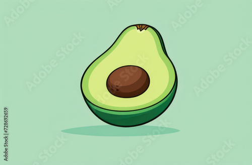 Avocado fruit on green background.  illustration in cartoon style.