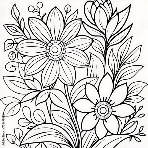 Luxury floral coloring book pages line art sketch