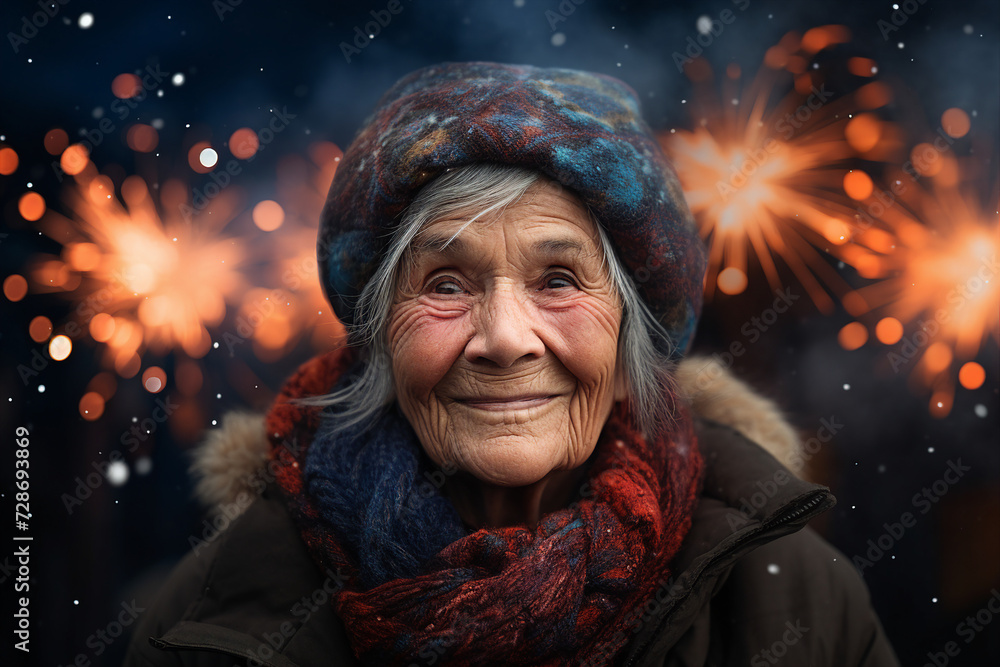 Fireworks show concept people watching admiring wonderful lights winter atmosphere Generative AI Fireworks show concept people watching admiring wonderful lights winter atmosphere Generative AI