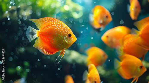 Goldfish swimming through its aquarium, generative ai 
