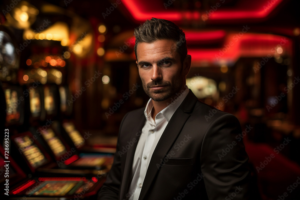 Fototapeta premium Play casino slots win games money cash conceptual Generative AI picture