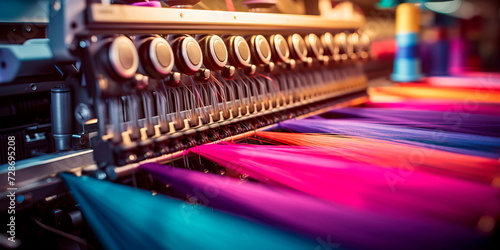 textile machinery weaving and dyeing fabrics. Generative AI photo