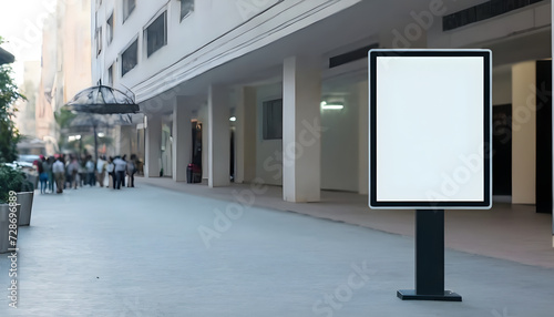 display-blank-clean-screen-or-signboard-mockup-for-offers-or-advertisement-in-public-area photo
