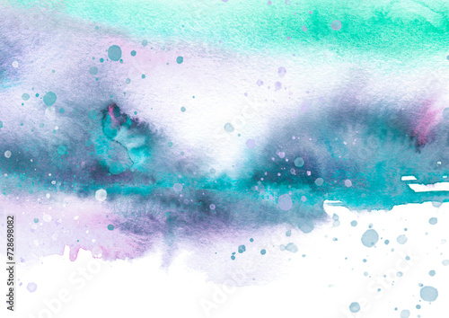 Watercolor abstract spot, blot. Colorful vintage background. blue, turquoise, green spot. Watercolor painted background. Abstract Illustration wallpaper. Brush stroked. Abstract paint splash. snow