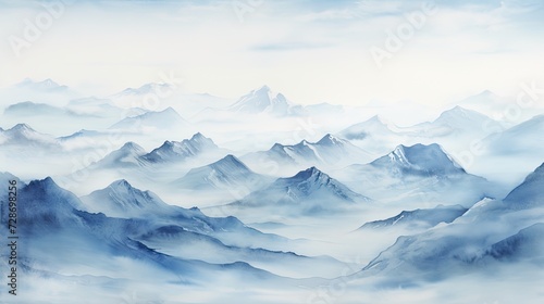 Wallpaper Mural Mountain water color light blue background	 Torontodigital.ca