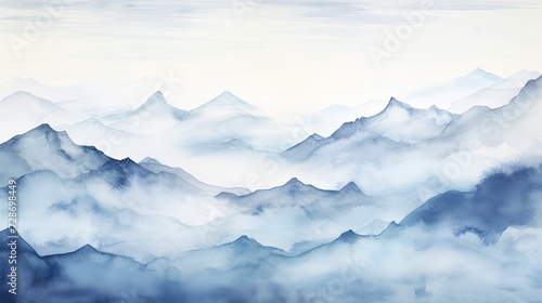 Mountain water color light blue background  © Ilmi