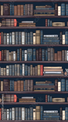 Vintage Books on Wooden Shelves