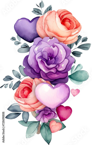 Floral Hearts Watercolor Arrangement