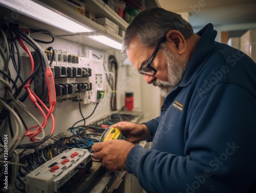 Wallpaper Mural Electrician working on an electrical panel Torontodigital.ca