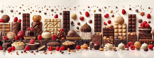 Wide format illustration of assorted chocolates