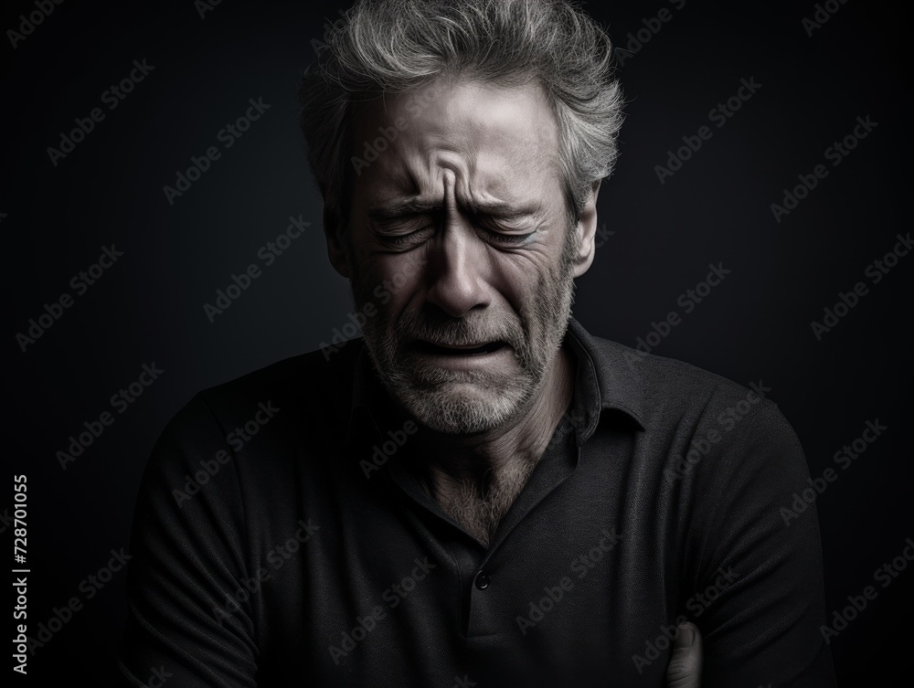 Emotional portrait of a distressed middle-aged man