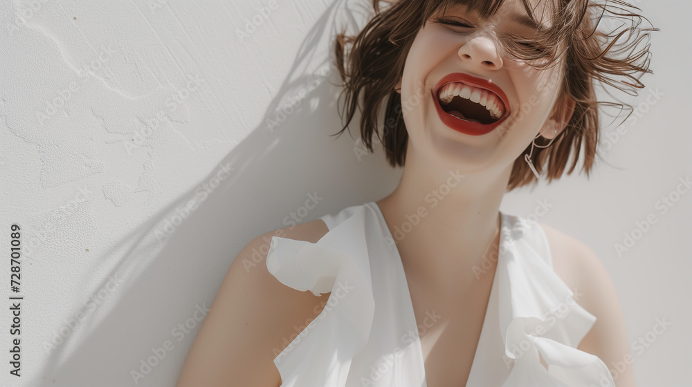 Fototapeta premium happy empowered woman smiling