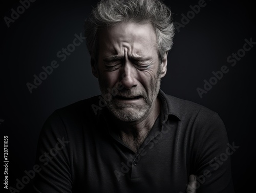 Emotional portrait of a distressed middle-aged man