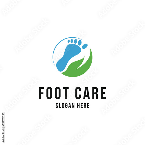 Foot care logo design concept idea with leaf