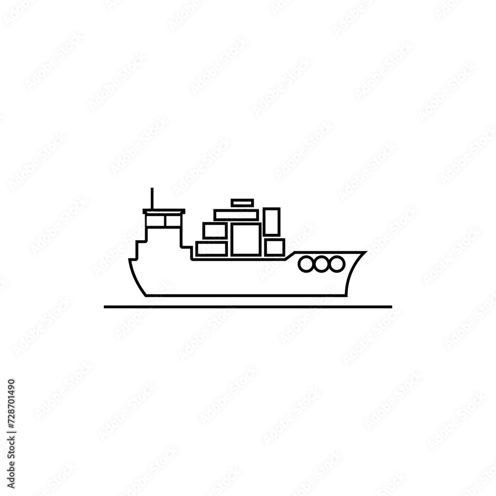 Cargo ship icon thin line outline linear cargo ship symbol isolated on white background Cargo ship icon thin line outline linear cargo ship symbol isolated on white background