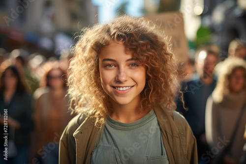 Wallpaper Mural Young Female Environmental Activist with a Protest Sign Torontodigital.ca