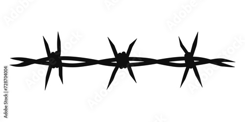 Silhouette of barbed wire, vector illustration. photo