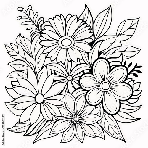 Luxury floral coloring book pages line art sketch