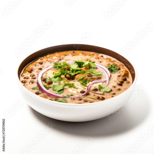 Indian food dal makhani on white background