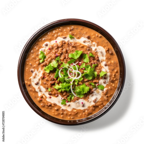 Indian food dal makhani on white background photo