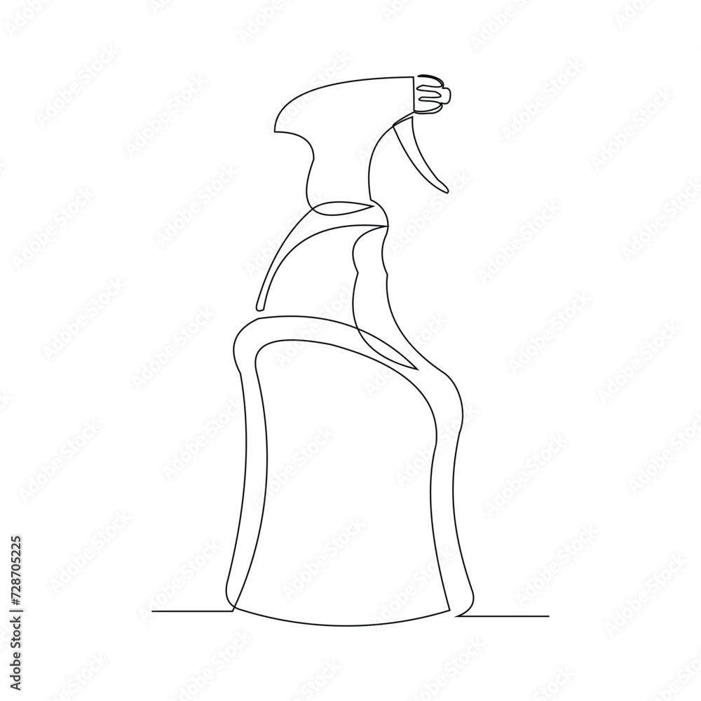 Continuous single line sketch drawing of water spray bottle. One line art of barber hairdress barber or gardener or disinfectant bottle vector illustration Continuous single line sketch drawing of water spray bottle. One line art of barber hairdress barber or gardener or disinfectant bottle vector illustration