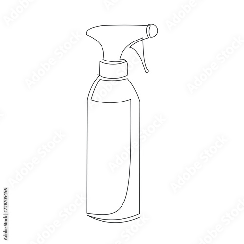 Continuous single line sketch drawing of water spray bottle. One line art of barber hairdress barber or gardener or disinfectant bottle vector illustration