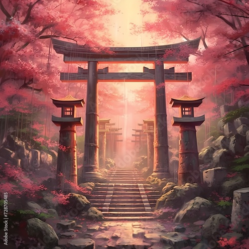 Mystical Torii Gate Entrance photo