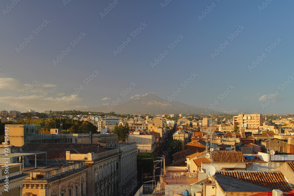 City at foot of Mount Etna. Catania, Sicily, Italy