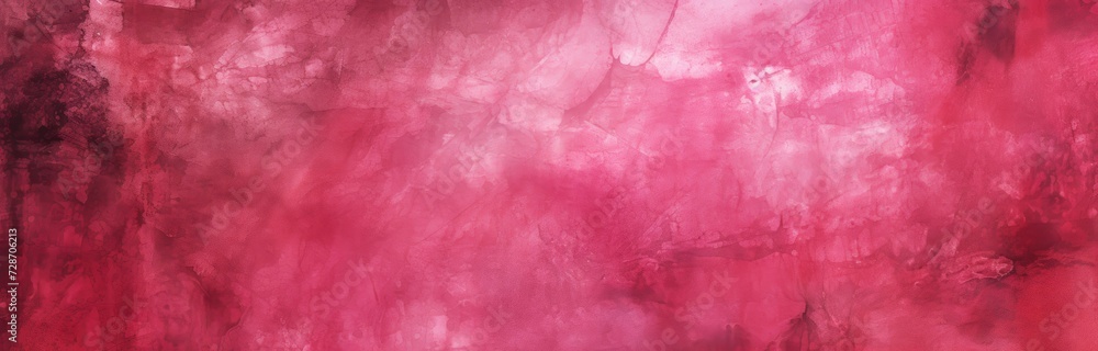 Fototapeta premium A vibrant painting featuring pink and red colors showcased on a wall, creating a visually striking display.