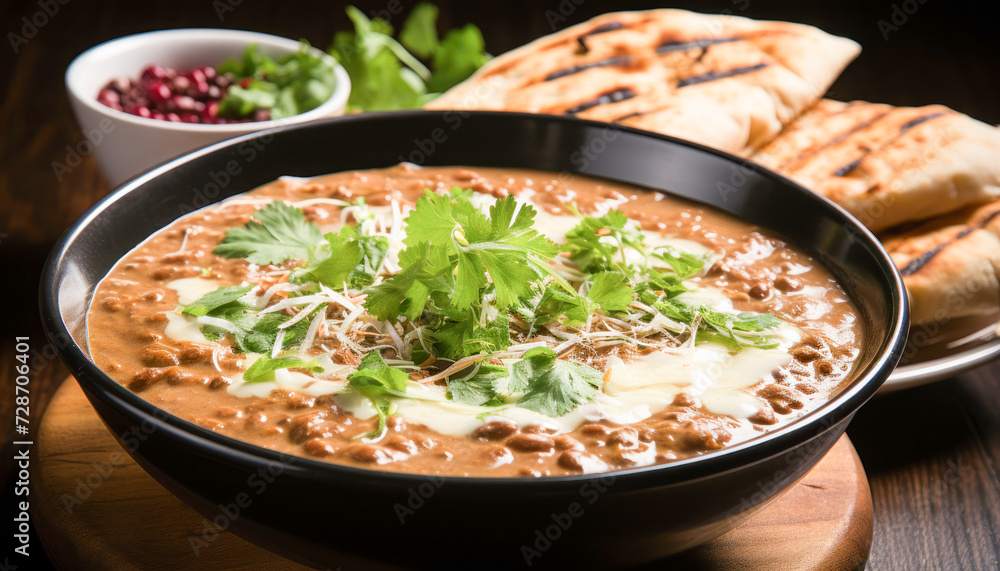 Dal makhani or makhni is a popular dish from India. Made with ingredients like whole black lentil, butter and cream Dal makhani or makhni is a popular dish from India. Made with ingredients like whole black lentil, butter and cream