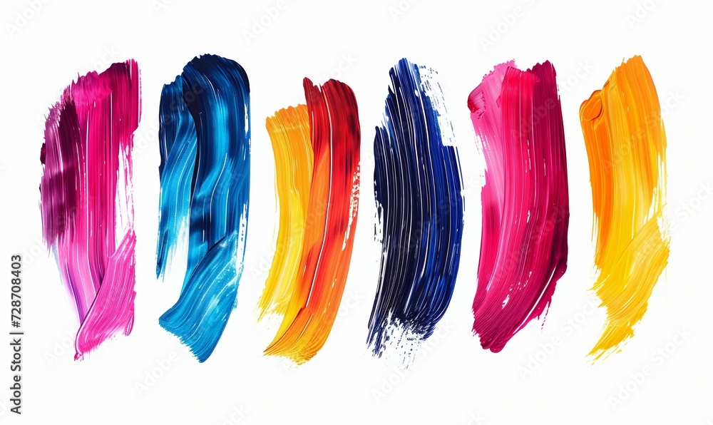 Fototapeta premium Vibrant Brush Stroke Collection on White. Generative ai