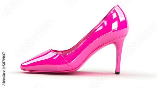 Elegant bright pink high heel isolated on solid light background
