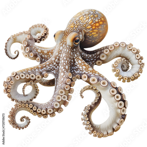 Realistic Octopus Isolated on White Background