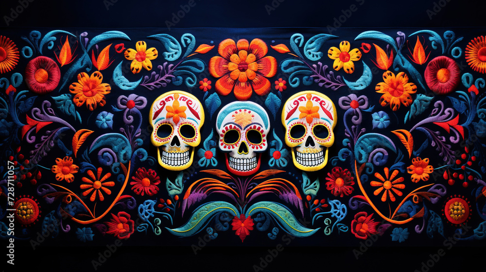 Mexican Dia de Los Muertos holiday traditional ethnic design background Mexican Dia de Los Muertos holiday traditional ethnic design background