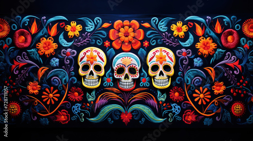 Mexican Dia de Los Muertos holiday traditional ethnic design background