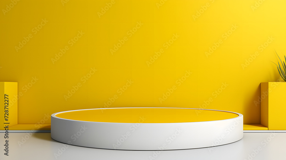 Yellow Wall With White Round Table, product presentations
Yellow Wall With White Round Table, product presentations