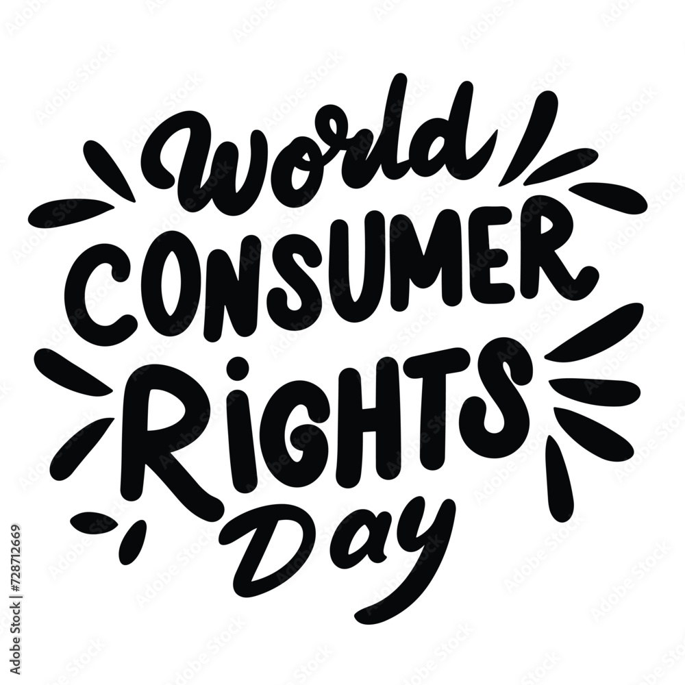 World Consumer Rights Day text banner inscription. Handwriting holiday World Consumer Rights Day. Hand drawn vector art World Consumer Rights Day text banner inscription. Handwriting holiday World Consumer Rights Day. Hand drawn vector art