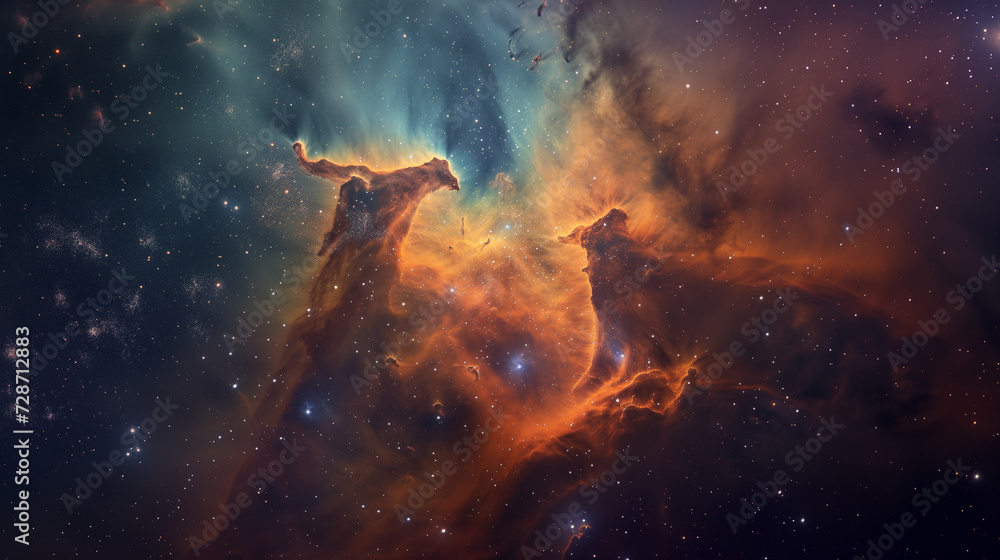 Fototapeta premium Vibrant nebula with stars in deep space