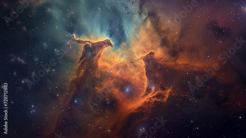Vibrant nebula with stars in deep space © tiagozr