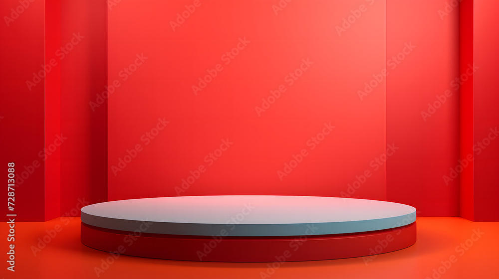 Red Room With White Round Object on the Floor, product presentations
Red Room With White Round Object on the Floor, product presentations