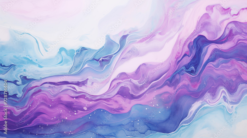 Abstract ocean and swirls of marble background in blue purple and pink