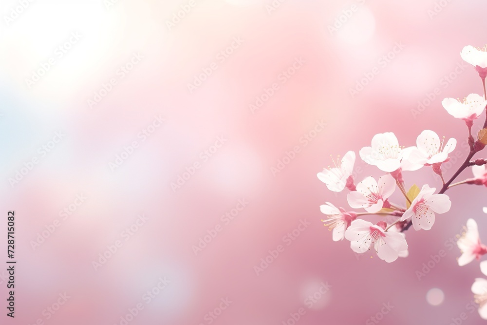 Soft Springtime Radiance with Cherry Blossoms - spring flowers - copy space