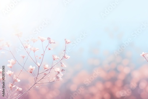Ethereal Pink Blossoms on a Dreamy Blue Background - spring flowers - copy space © Eduardo