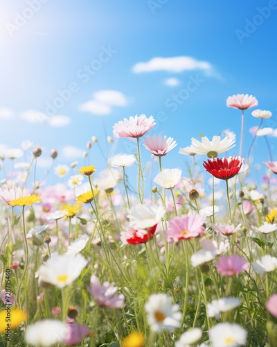 Luminous Spring Meadow with Diverse Daisies - spring background